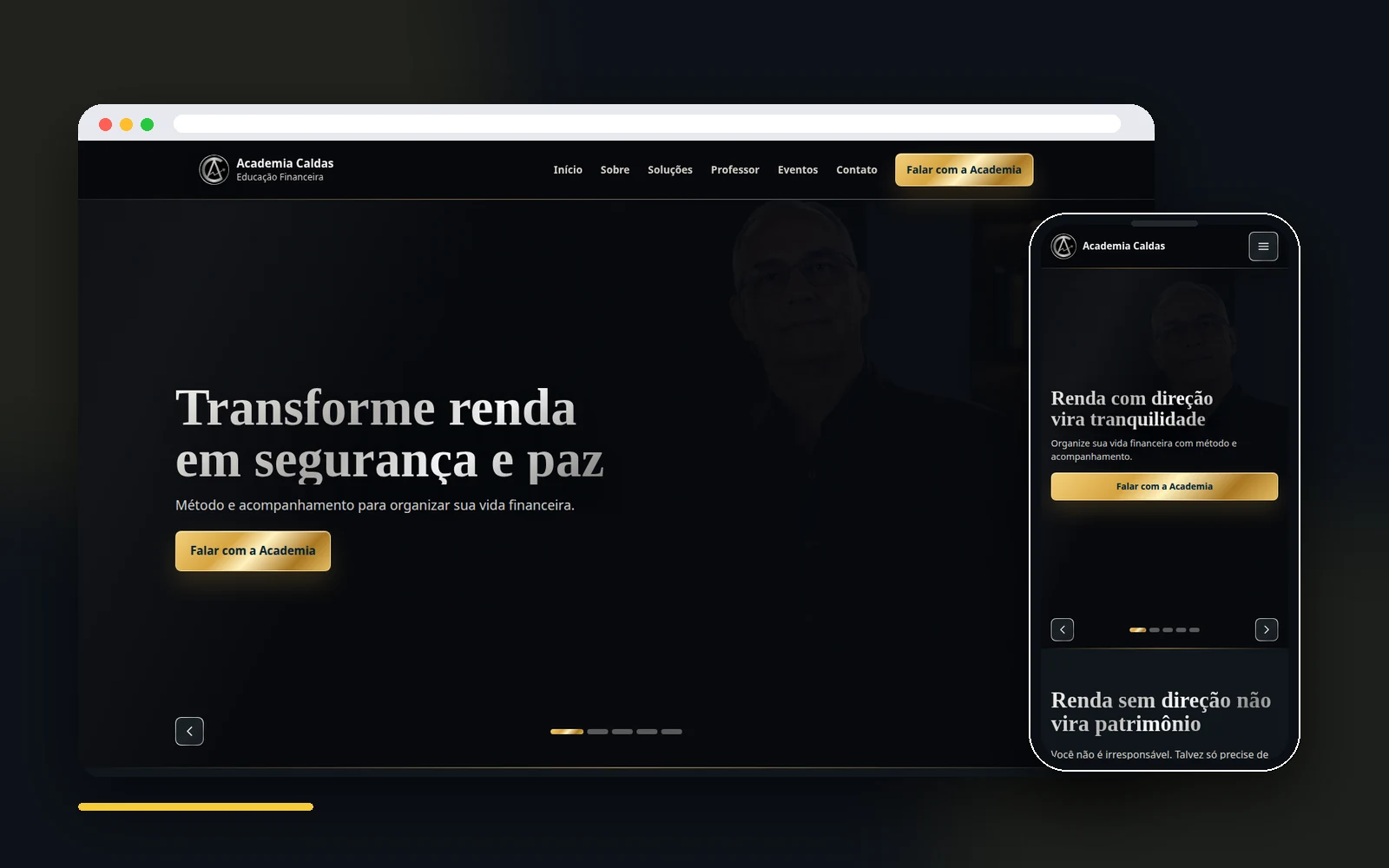 Prévia do site Academia Caldas desenvolvido pela Innoforge Tech