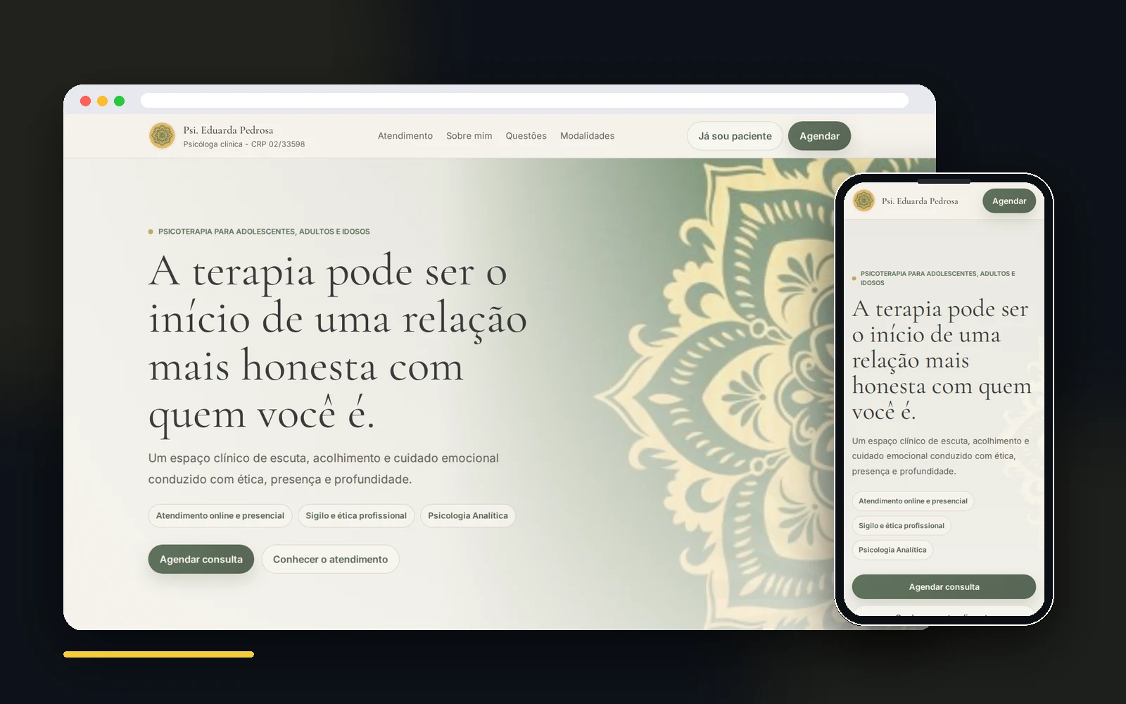 Prévia da landing page Psi Eduarda desenvolvida pela Innoforge Tech