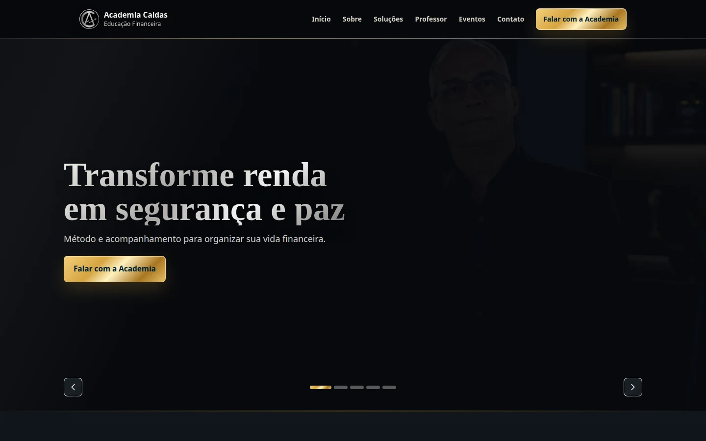 Prévia do site Academia Caldas desenvolvido pela Innoforge Tech em tela desktop