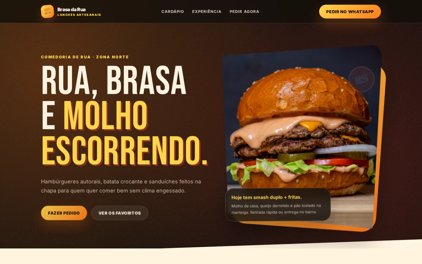 Demonstração de cardápio digital para lanchonetes e restaurantes em tela desktop