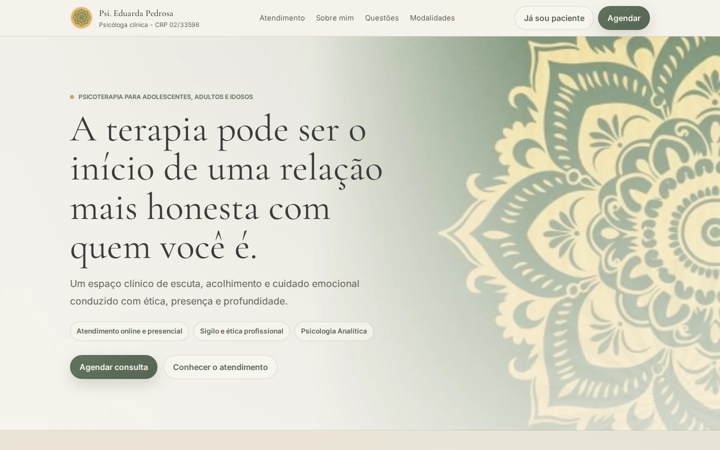 Prévia da landing page Psi Eduarda desenvolvida pela Innoforge Tech em tela desktop